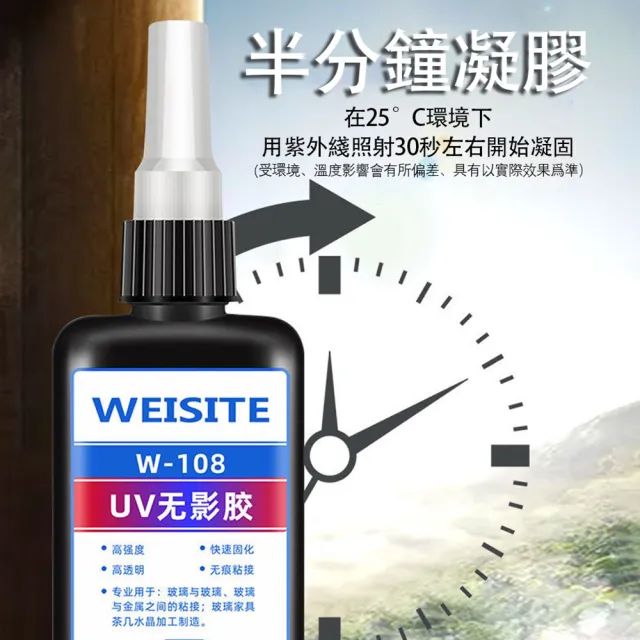 【拉拉貝兒】UV無影膠水 UV膠 50ml稀款粘玻璃專用膠 金屬亞克力板膠水 紫外線固化強力膠 透明玻璃膠(UV膠)