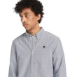【Timberland】男款深寶石藍牛津長袖襯衫(A2ARQB68)