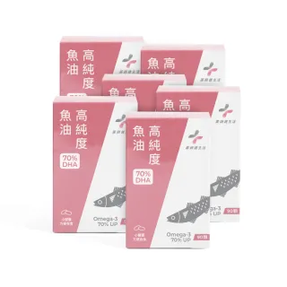 【藥師健生活】DHA70高純度魚油 6盒(90粒/盒 Omega-3 85% 膠囊 孕婦 深海 蔡藥師)