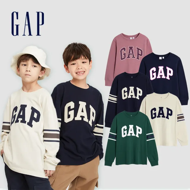 【GAP】男女童 Logo圓領長袖T恤-多色可選(786565&793900)