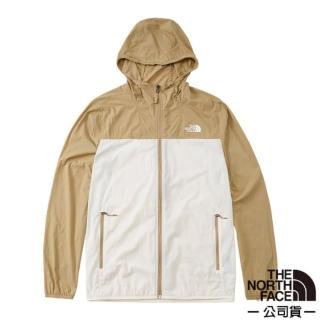 【The North Face】男 可調式輕薄防曬透氣排汗連帽外套_亞洲版型/夾克風衣(4U8X-QK4 白/棕)