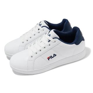 【FILA】休閒鞋 Inheritance 女鞋 白 海軍藍 低筒 皮革 小白鞋 斐樂(5C323Y133)