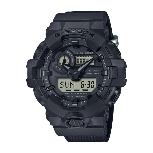 CASIO 卡西歐 G-SHOCK 街頭潮流/尼龍錶帶/53mm/百搭酷黑(GA-700BCE-1A)