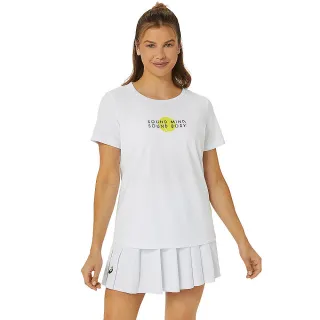 【asics 亞瑟士】女 短袖上衣 女款  網球上衣(2042A297-100)