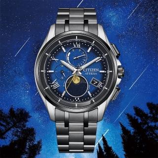 【CITIZEN 星辰】星空藍 限量月相超級鈦光動能電波萬年曆手錶 男錶 送禮 推薦(BY1007-60L)