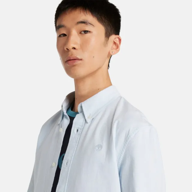 【Timberland】男款天空藍牛津長袖襯衫(A2ARQB02)