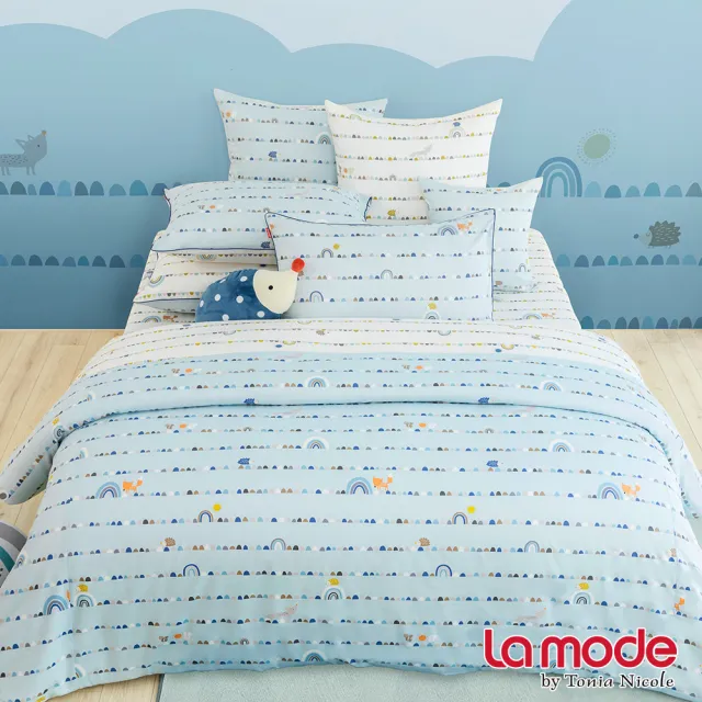 【La mode】環保印染100%精梳棉兩用被床包組-動物奇遇記(單人)