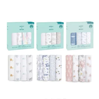 【aden+anais 官方直營】有機棉多功能包巾4入(7款)