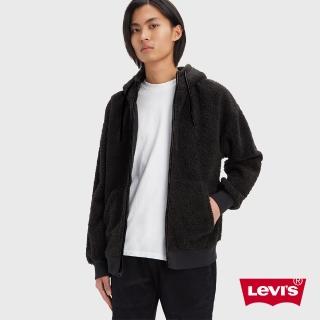 【LEVIS 官方旗艦】男款 寬鬆版連帽外套 / 大口袋設計 / 暖身鋪毛 / 黑 熱賣單品 A5812-0000