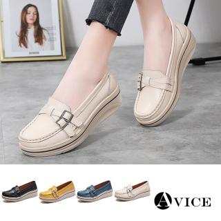 【AVICE 艾薇斯】★厚底圓頭雙金屬扣女單鞋(女鞋/百搭/舒適)