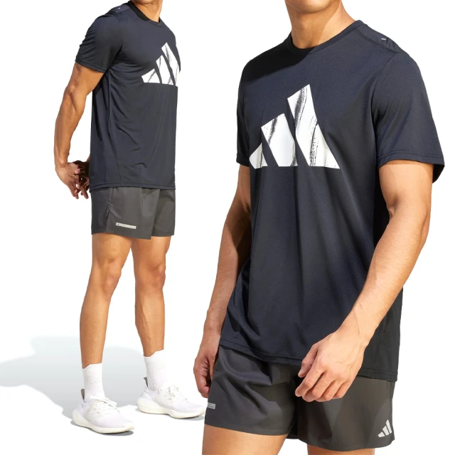 【adidas 愛迪達】Run IT BOS Tee 男款 黑色 排濕 速乾 訓練 反光 輕盈 上衣 短袖 HZ4512