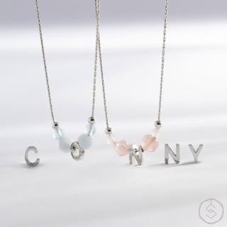 【SPANCONNY 飾品控】專屬字母 l 海藍寶 l 天然水晶項鍊(CONNY系列)