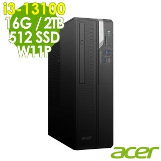 【Acer 宏碁】i3 四核商用電腦(VX2715G/i3-13100/16G/2TB HDD+512 SSD/W11P)