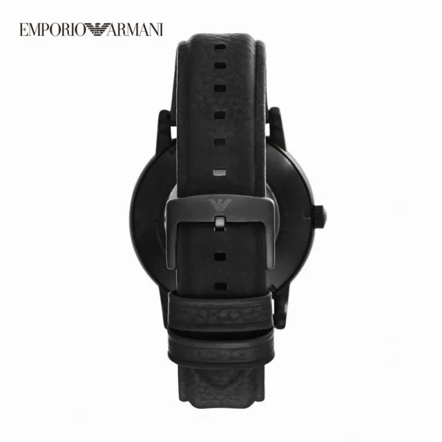 【EMPORIO ARMANI 官方直營】Luigi 老鷹壓紋縷空時尚男錶 黑色真皮錶帶 手錶 43MM AR60032