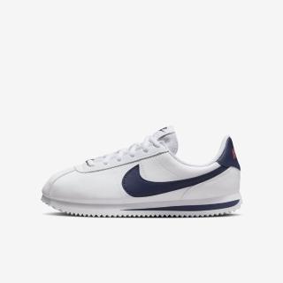 【NIKE 耐吉】Cortez Basic SL GS 大童 休閒鞋 經典 復古 阿甘鞋 白 深藍(904764-106)