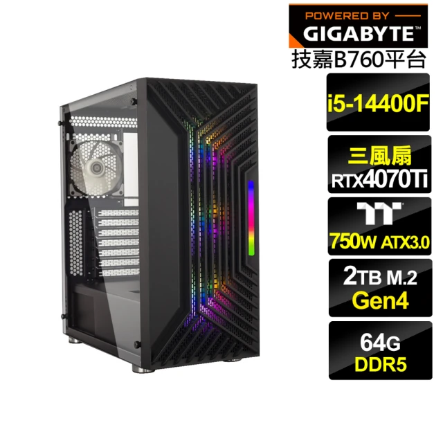 技嘉平台 i5十核GeForce RTX 4070TI{燎原公爵B}電競電腦(i5-14400F/B760/64G/2TB)