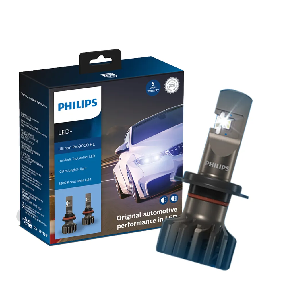 【Philips 飛利浦】Ultinon Pro9000 LED超亮鑽光頭燈兩入裝公司貨+200%