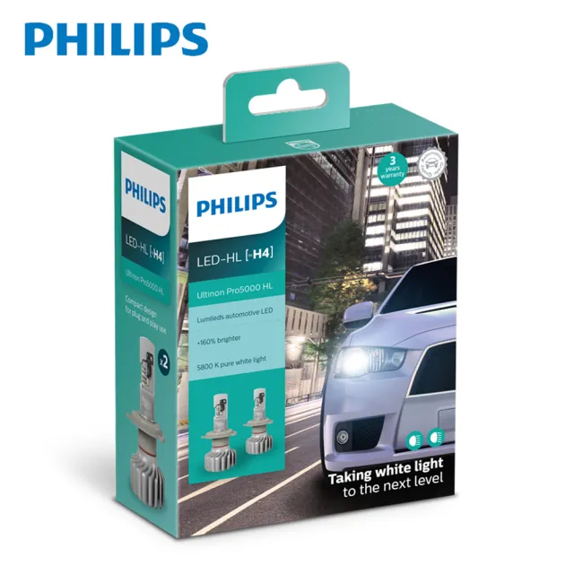 【Philips 飛利浦】Ultinon Pro5100全新銳鑽光LED頭燈第二代兩入裝5800K+160%公司貨(銳鑽光二代)