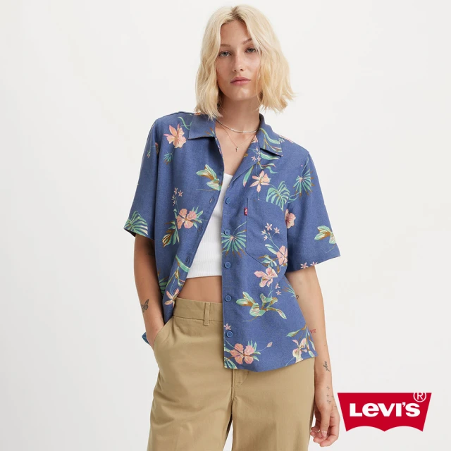 LEVIS 女款 夏威夷短袖襯衫 / 混亞麻舒適面料 人氣新品 A7175-0005