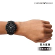 【EMPORIO ARMANI 官方直營】Luigi 低調沈穩個性男錶 迷霧黑皮革車縫錶帶 手錶 46mm AR1970