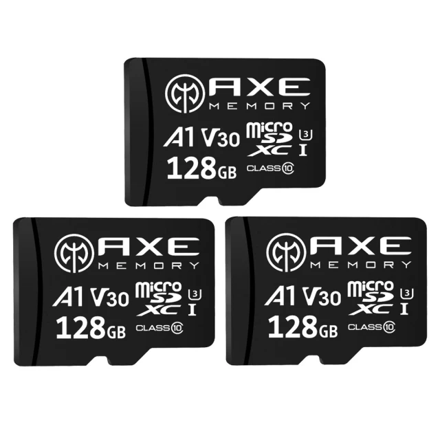 AXE MEMORYAXE MEMORY MicroSDXC 128GB*3入組 A1 V30/ UHS-I U3 4K-附轉卡 記憶卡(台灣製造)