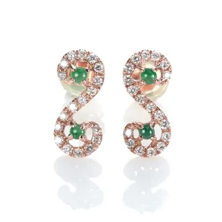 【DOLLY】0.20克拉 F/VS2 14K玫瑰金鑽石耳環