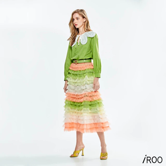 【iROO】漸層變色鬆糕網裙