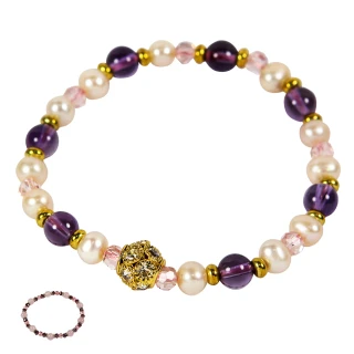 【A1寶石-買就送-粉水晶手鍊】時尚潮流款-晶鑽-珍珠-紫水晶手鍊
