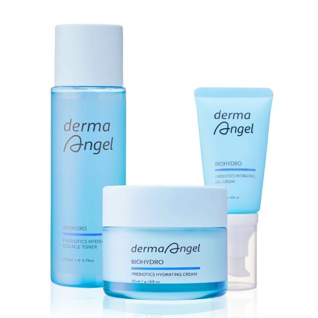 【derma Angel 護妍天使】極效保濕水亮穩膚組(益菌生保濕精華水200ml+舒緩水凝露50ml+彈潤輕乳霜50ml)