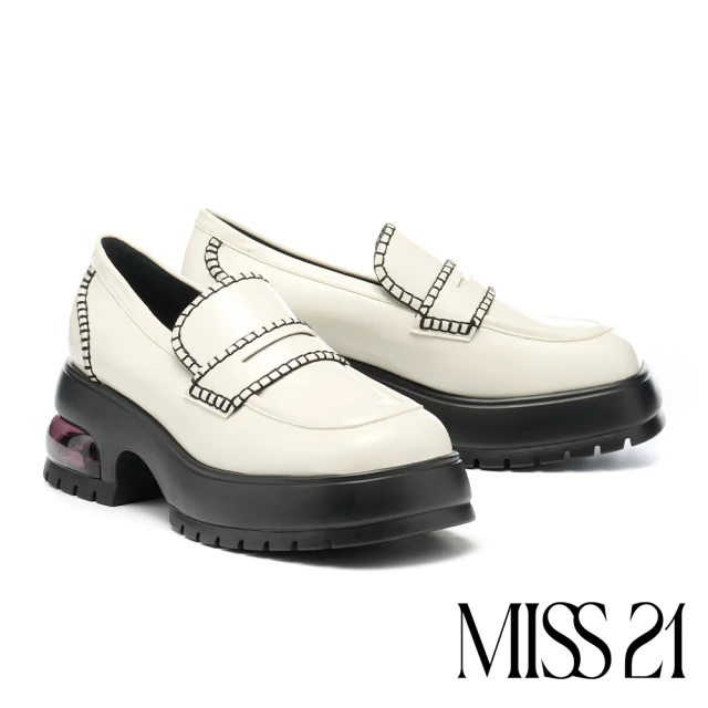 MISS 21 澎澎壓紋布瑪莉珍雙條帶方頭平底鞋(黑) 推薦