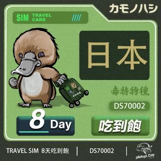 【鴨嘴獸 旅遊網絡卡】Travel Sim 日本 網絡卡 8天 網路吃到飽 旅遊卡(日本 網絡卡 網路吃到飽 上網)