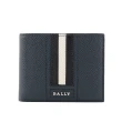 【BALLY】Tevye 防刮皮革黑白條紋對開6卡短夾(藍色)