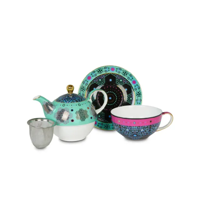 【T2 Tea】T2魔幻摩洛哥系列_單人杯壺套組_水藍色(T2 Moroccan Tealeidoscope_Tea For One_Aqua)