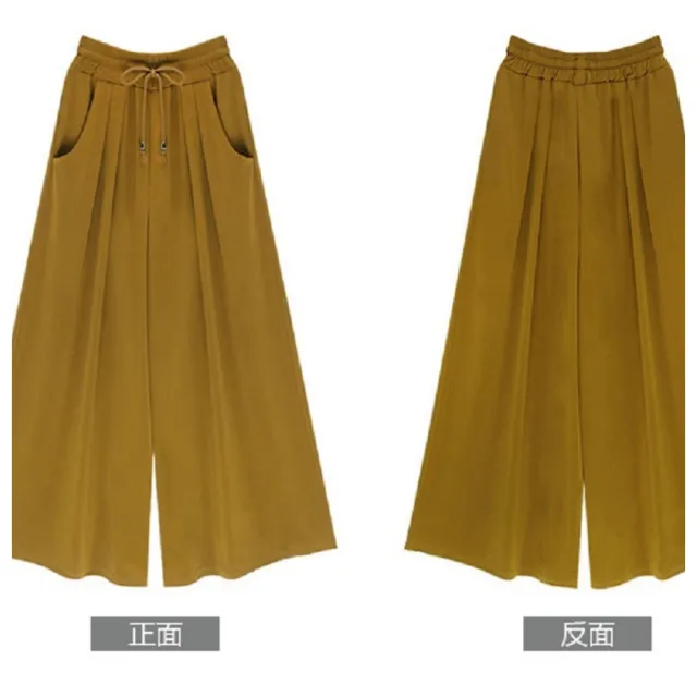 【ASister 小姊姊】*出清品*現貨在庫★休閒褲 加大尺碼顯瘦抽繩鬆緊帶寬褲(七分/九分_M-6XL_40kg-105kg)