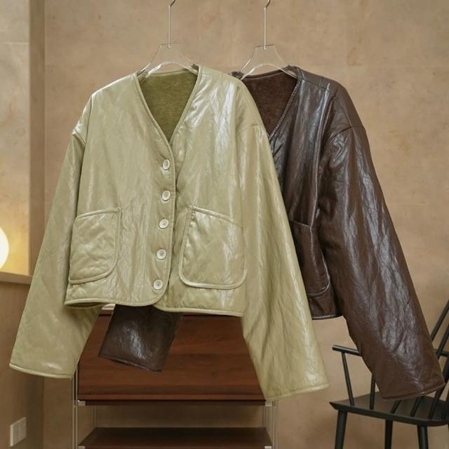 【巴黎精品】現貨+預購 皮衣外套休閒夾克(復古寬版皮毛一體女外套2色a1ea77)