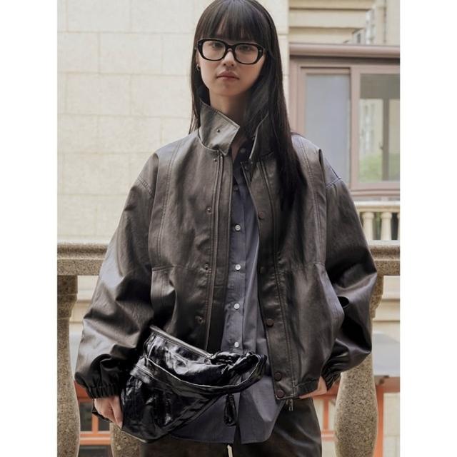 【巴黎精品】現貨+預購 皮衣外套休閒夾克(復古時尚防風休閒女外套a1ea79)