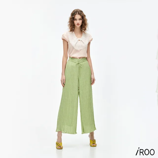 【iROO】運動風腰頭壓摺褲