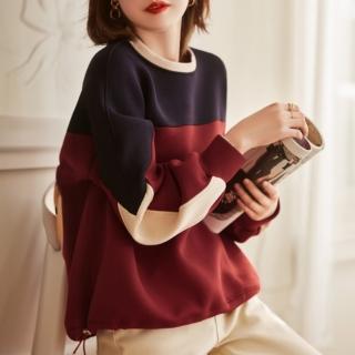 【ONEY 歐妮】★百搭撞色寬鬆大學T(長袖/女裝)