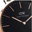 【Daniel Wellington】Classic Cornwall系列  中性玫瑰金尼龍帶腕錶-黑面/36mm(DW00100150)