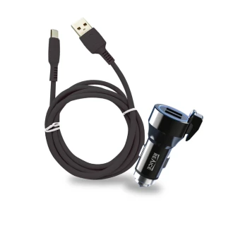 【REAICE】17W USB and USB 雙孔車用充電器+USB-A to Type-C 親膚充電線/車充+充電線