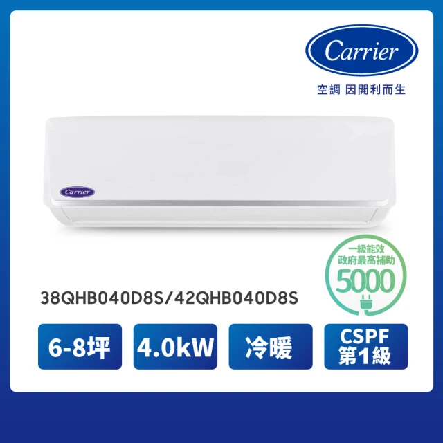 Carrier 開利Carrier 開利 6-8坪R32一級變頻冷暖分離式空調(38QHB040D8S/42QHB040D8S)