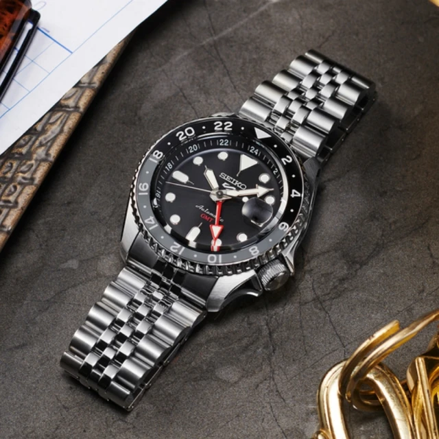 SEIKO 精工 5 Sports系列 Lineup 黑 GMT兩地時間 機械腕錶 新年禮物(SSK001K1/4R34-00A0D)