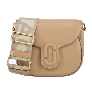 【MARC JACOBS 馬克賈伯】THE J MARC SADDLE 牛皮磁扣翻蓋斜背馬鞍包(小/奶茶)