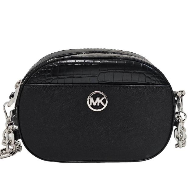 【Michael Kors】michael kors jet 新款 鱷魚紋防刮拼接圓餅斜背包(贈原廠防塵袋紙袋母親節送禮)