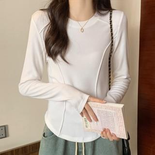 【Amirr 艾米爾】★簡約修身設計感魚骨T恤(女上衣/長袖/T恤)