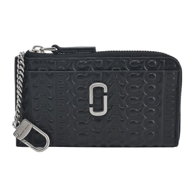 【MARC JACOBS 馬克賈伯】THE J MARC字母浮雕拉鍊零錢包(黑)
