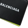 【Balenciaga 巴黎世家】經典LOGO小牛皮雙層對折4卡零錢短夾-附金屬掛鍊(黑)
