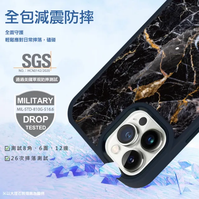 【apbs】iPhone 15 14系列 軍規防摔鋁合金鏡頭框立架手機殼(英倫菱格紋藍)