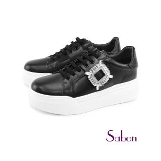 【GREEN PINE】優雅扣飾輕量女厚底休閒鞋黑色(10332390)