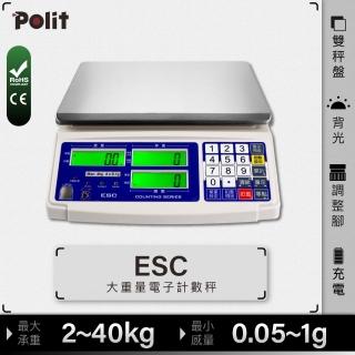【Polit 沛禮】ESC 電子計數秤 最大秤量40kg 20kg 8kg 4kg 2kg(防塵套 充電式 不鏽鋼秤盤 電子秤)